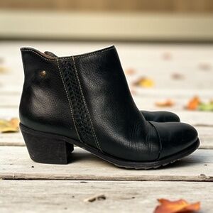 PIKOLINOS Women's Black Leather Ankle Booties Heeled Boots Sz EU 41 US 10 - 10.5